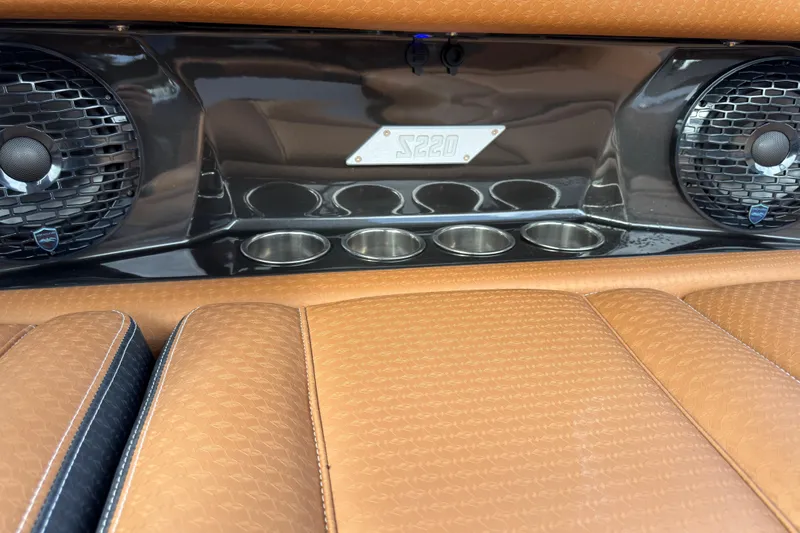 Slide: The Image of Luxury interior of 2025 Supreme S220 with premium speakers and cup holders. - 20