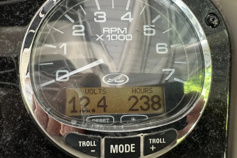 Slide: The Image of Close-up of 2007 Sea Ray 260 Sundancer gauge showing 12.4 volts and 238 hours. - 14