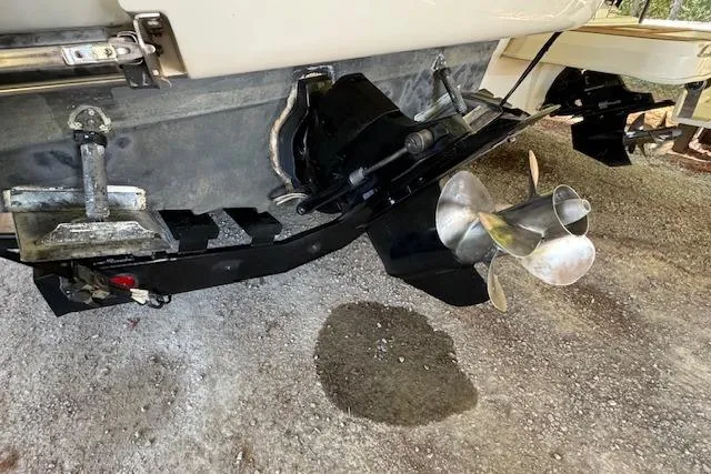 Slide: The Image of Rear view of a 2007 Sea Ray 260 Sundancer boat with visible propeller and outdrive. - 7