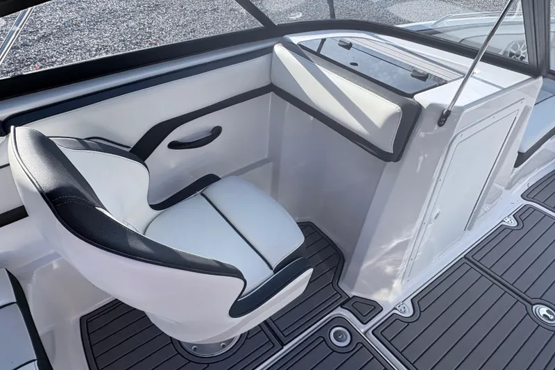 Slide: The Image of 2019 Yamaha SX210 boat interior with sleek seating and modern design. - 8