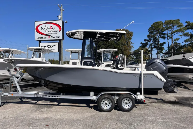 The Image of 2026 Tidewater 210 LXF boat on trailer at Marker 17 Marine dealership. - 0
