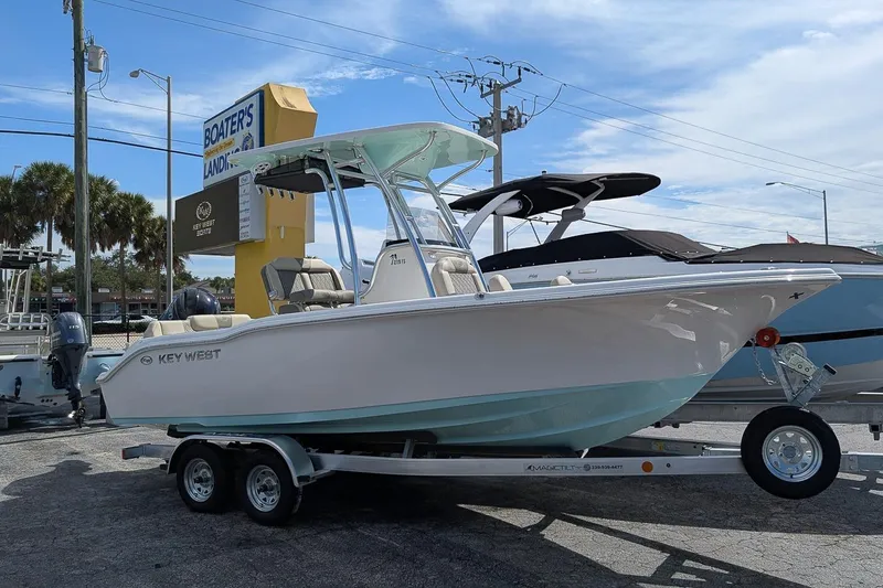 The Image of 2026 Key West 219 FS boat on trailer at Boater's Landing dealership. - 0