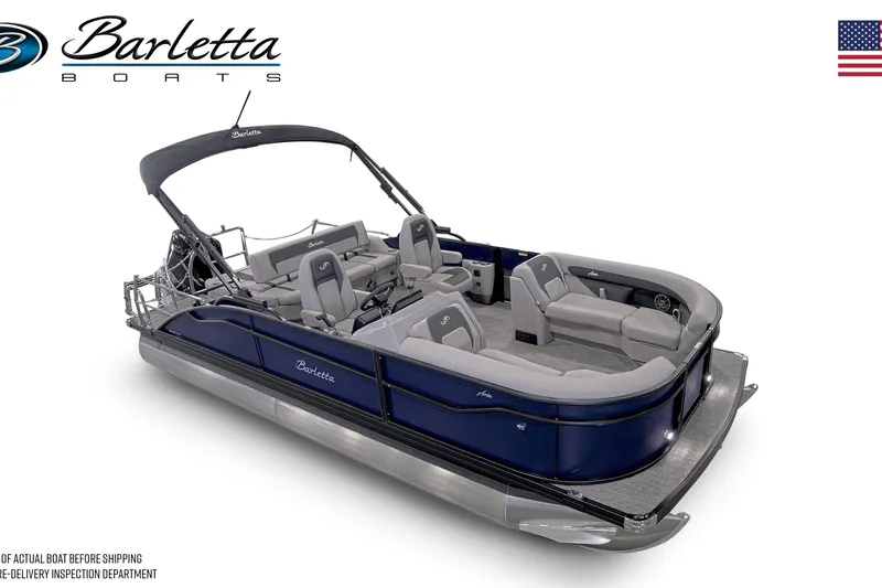 Slide: The Image of 2026 Barletta ARIA 22UC pontoon boat with sleek design and spacious seating. - 5