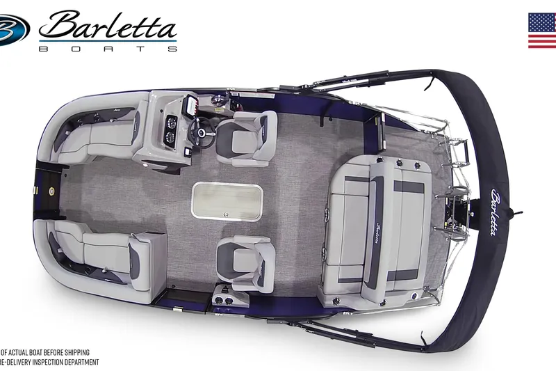 Slide: The Image of 2026 Barletta ARIA 22UC pontoon boat, top view, spacious seating, modern design. - 7