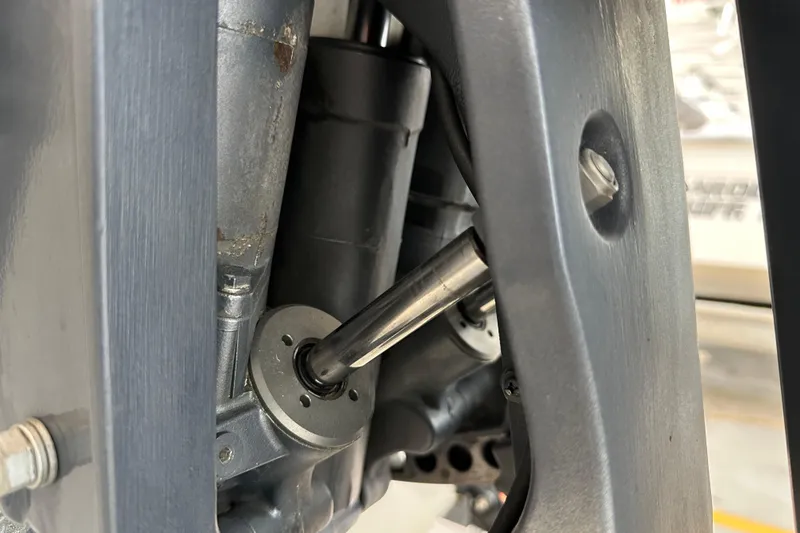 Slide: The Image of Close-up of a 1995 Grady-White Tournament 192 boat engine component. - 49