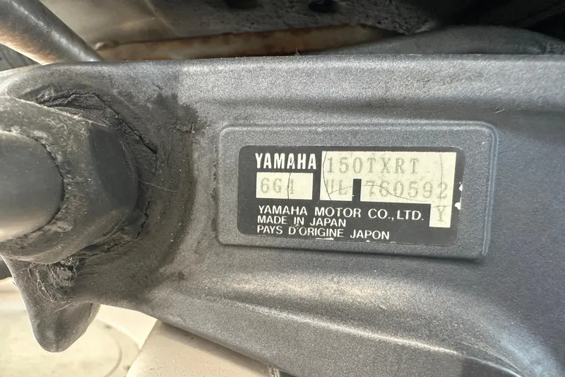 Slide: The Image of Yamaha motor label on a 1995 Grady-White Tournament 192 boat engine. - 50