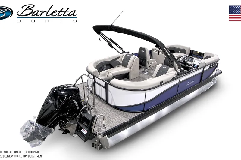 Slide: The Image of 2026 Barletta Cabrio 22QC pontoon boat with sleek design and modern features. - 4