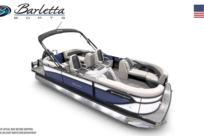 Slide: The Image of 2026 Barletta Cabrio 22QC pontoon boat with sleek design and spacious seating. - 5