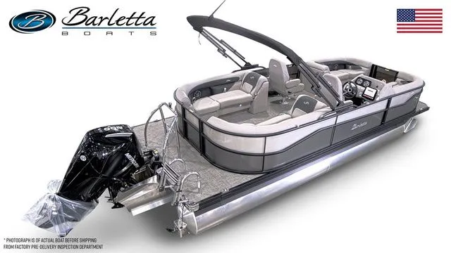 Slide: The Image of 2026 Barletta Aria 22QC pontoon boat with sleek design and modern features. - 3