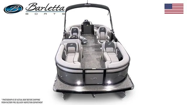 Slide: The Image of 2026 Barletta Aria 22QC pontoon boat with spacious seating and sleek design. - 4