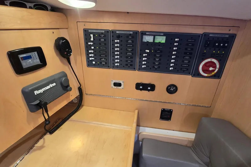 Slide: The Image of Control panel of a 2018 Tartan 345 yacht with Raymarine equipment. - 26