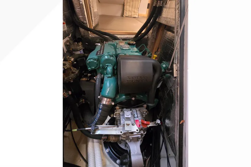 Slide: The Image of Engine compartment of a 2018 Tartan 345 sailboat with Volvo Penta engine. - 46