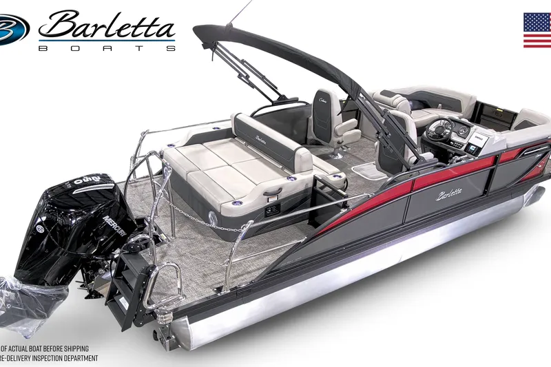 Slide: The Image of 2026 Barletta Cabrio 22UC pontoon boat with sleek design and modern features. - 4