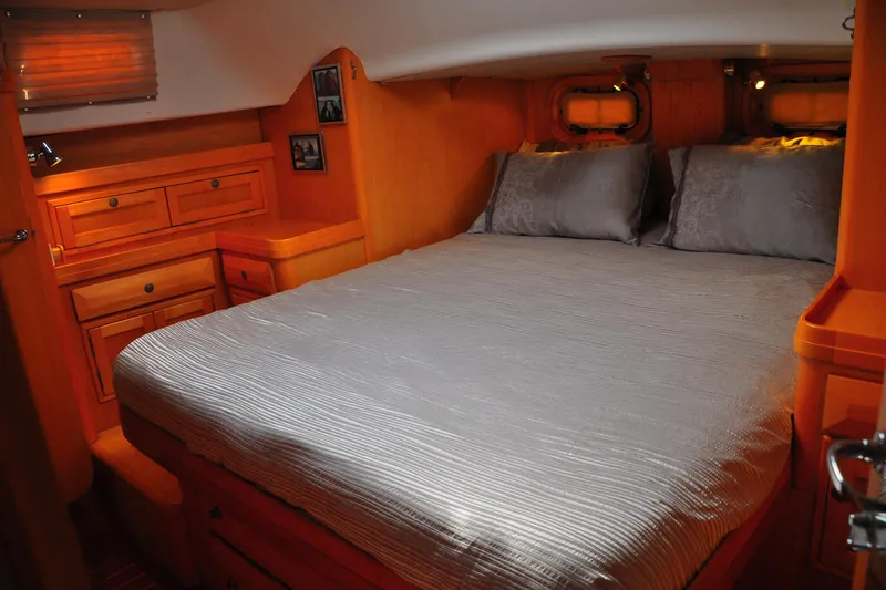 Slide: The Image of Luxurious cabin interior of 2000 Custom Steel Cutter World Cruiser yacht. - 22