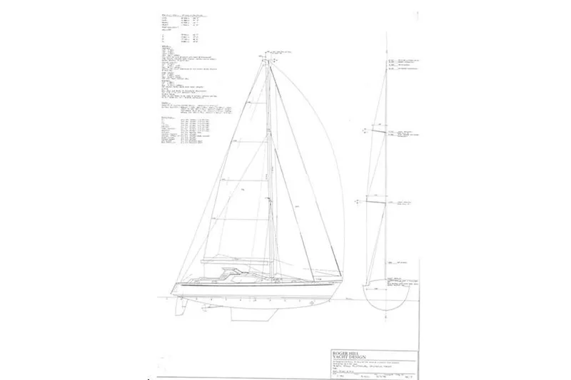 Slide: The Image of Blueprint of 2000 Custom Steel Cutter World Cruiser sailboat design. - 34