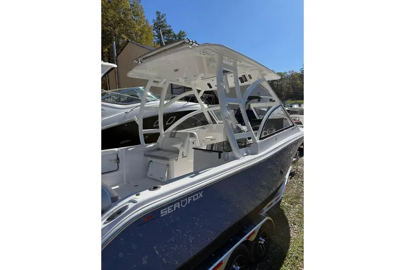 Slide: The Image of 2025 Sea Fox 288 Traveler boat with sleek design and spacious deck. - 2