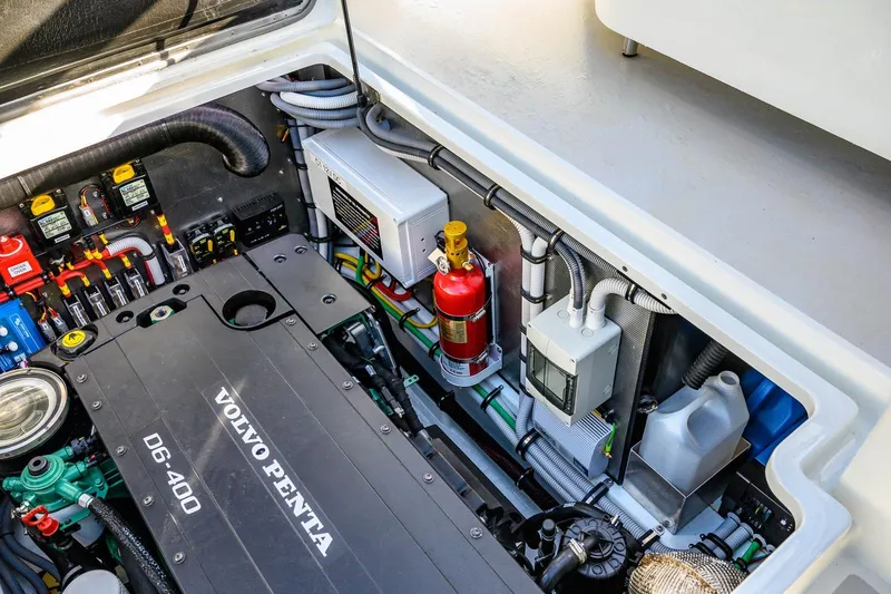 Slide: The Image of Engine compartment of 2023 Targa 27.2 with Volvo Penta D6-400 engine. - 13