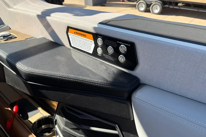 Slide: The Image of Interior detail of 2022 Nautique Super Air Nautique G25 Paragon boat with control panel. - 57