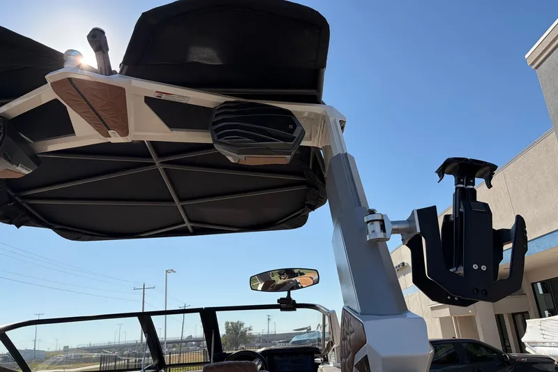 Slide: The Image of 2022 Nautique Super Air Nautique G25 Paragon boat tower with speakers and wakeboard rack. - 59