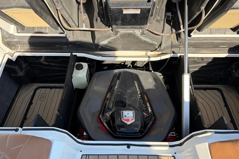 Slide: The Image of 2022 Nautique Super Air Nautique G25 Paragon engine compartment, showcasing PCM engine details. - 63