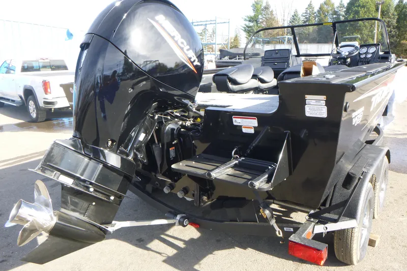 Slide: The Image of 2026 Tracker Targa V-19 Combo boat, top view, showcasing seating and layout. - 3