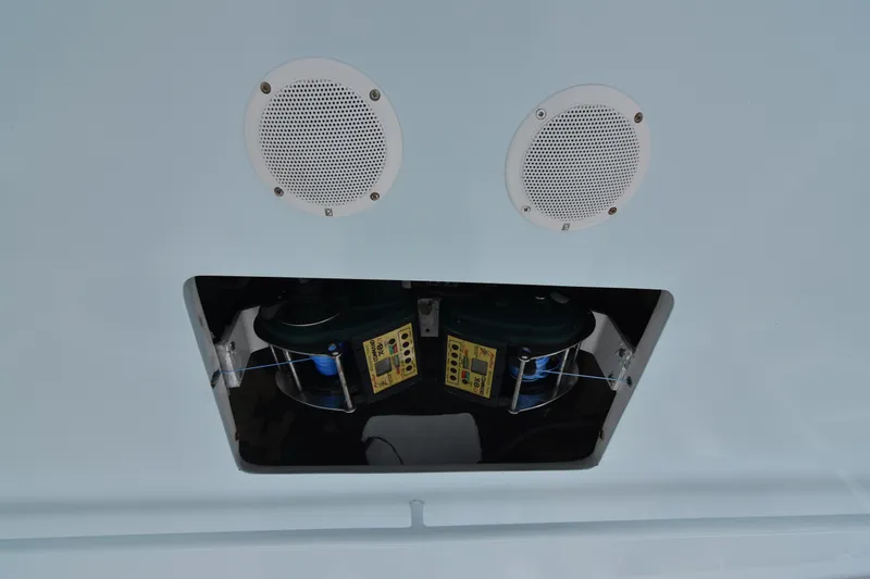 Slide: The Image of Ceiling speakers and equipment panel on 1999 Viking 58 Convertible yacht. - 34