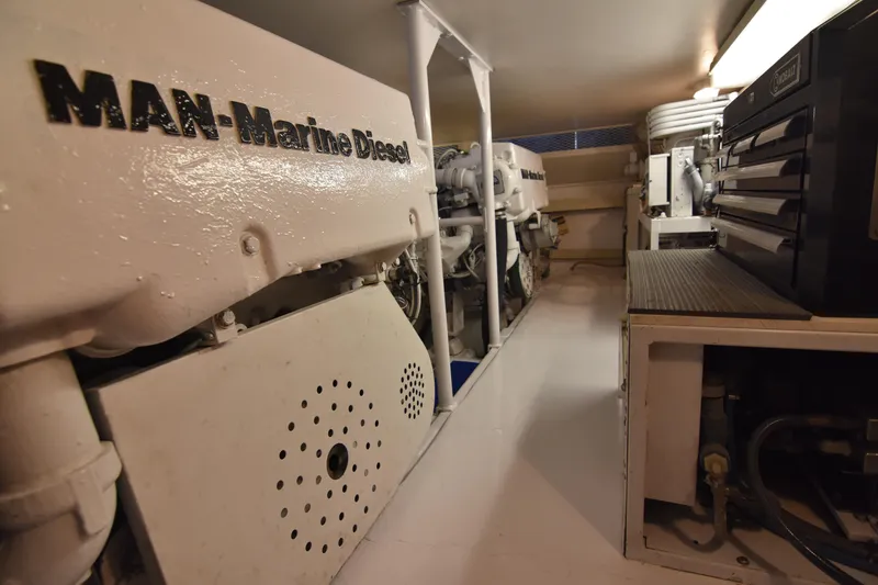 Slide: The Image of Engine room of 1999 Viking 58 Convertible with MAN Marine Diesel engines. - 42