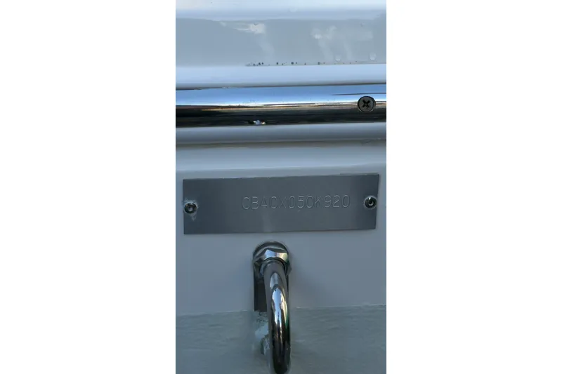 Slide: The Image of 2020 Cobia 220 Center Console boat identification plate with serial number. - 13