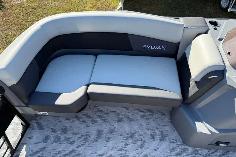 Slide: The Image of Luxurious seating on 2026 Sylvan R22 boat, featuring sleek design and comfortable cushions. - 5