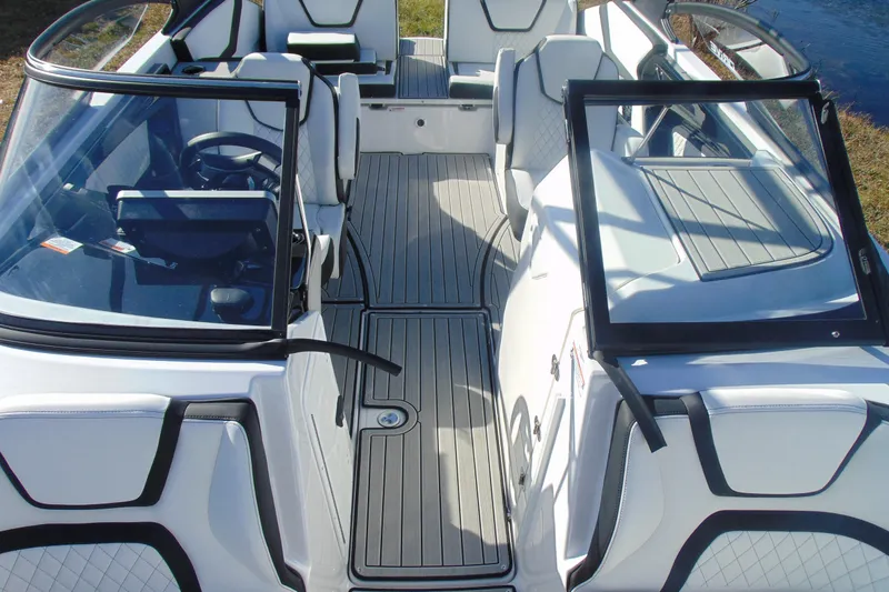 Slide: The Image of 2026 Yamaha Boats 252SD interior with sleek seating and modern design. - 24