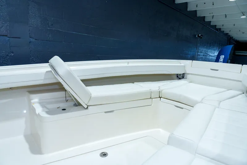 Slide: The Image of Open anchor locker on 2023 Regulator 28 boat, showcasing chain storage. - 27