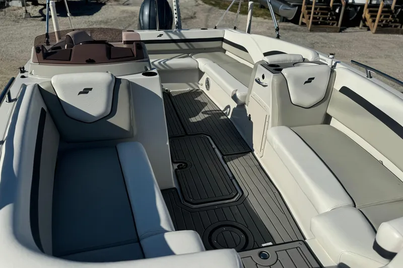 Slide: The Image of 2022 Starcraft SVX 191 OB boat interior with spacious seating and modern design. - 7