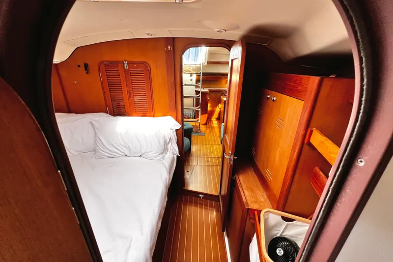 Slide: The Image of Wooden vent detail on 1999 Hunter Passage 420 yacht interior. - 28