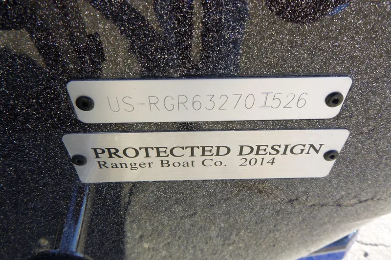 Slide: The Image of 2026 Ranger 621FS Pro boat with protected design plate and serial number. - 50