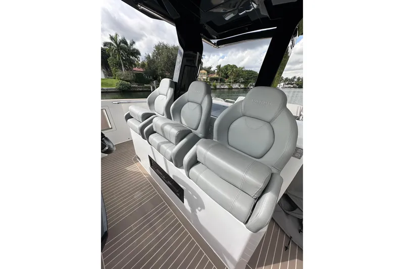 Slide: The Image of Luxury seating on 2024 Pardo Yachts P38, featuring sleek design and premium materials. - 22