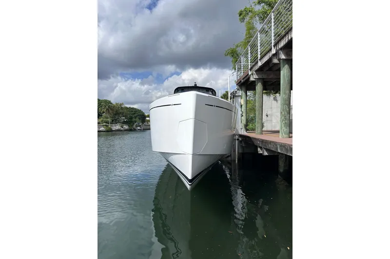 Slide: The Image of 2024 Pardo Yachts P38 docked, showcasing sleek design and modern aesthetics. - 54