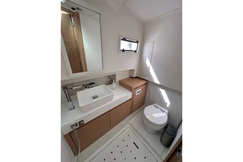 Slide: The Image of Luxurious bathroom in 2024 Pardo Yachts P38, featuring modern sink and toilet. - 61
