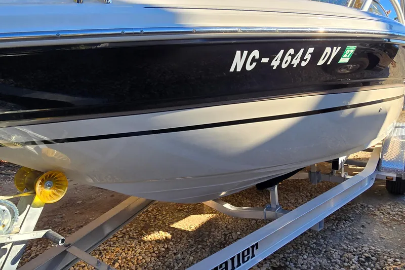 Slide: The Image of 2002 Sea Ray 220 Bow Rider boat on trailer, registration NC-4645 DY. - 8