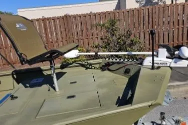 Slide: The Image of Minn Kota Riptide motor on 2021 Lowe Roughneck 1860CC boat. - 6