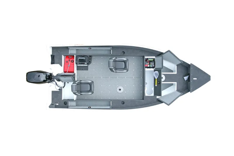 Slide: The Image of Manufacturer Provided Image: 2025 Lund 1650 Angler Tiller boat, top view, spacious interior, modern design. - 18