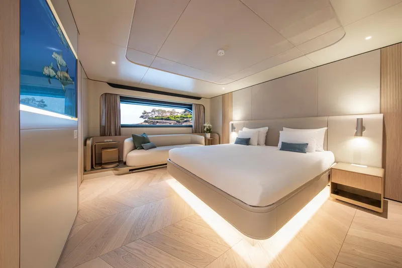 Slide: The Image of Luxurious bedroom interior of 2021 Van der Valk Custom 34M Explorer yacht. - 17