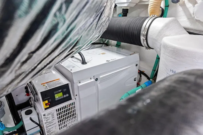 Slide: The Image of Engine room of 2021 Princess V55 yacht with generator and ventilation system. - 66