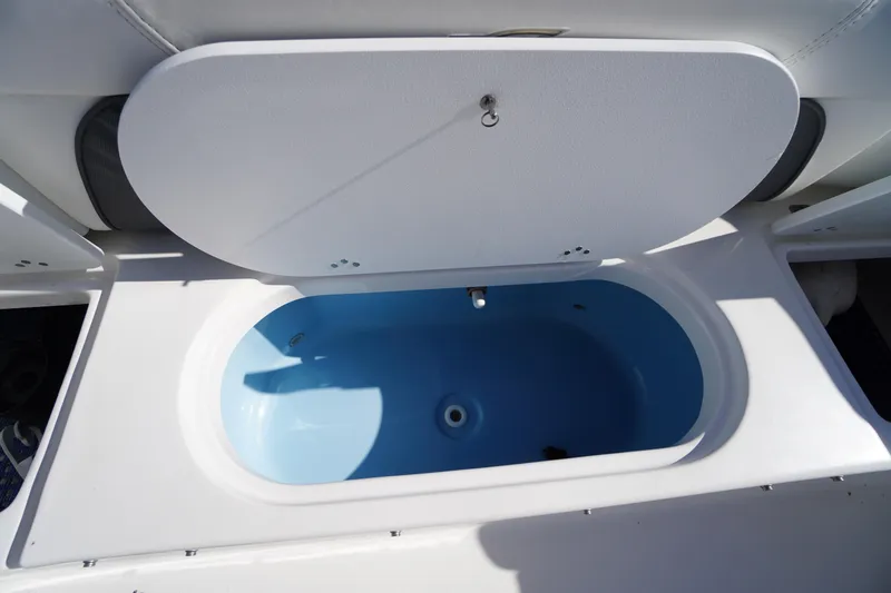 Slide: The Image of Open livewell on 2018 Tidewater 210 LXF boat, showcasing interior design. - 37