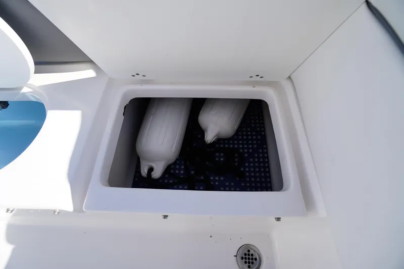 Slide: The Image of Storage compartment on 2018 Tidewater 210 LXF boat with fenders inside. - 38