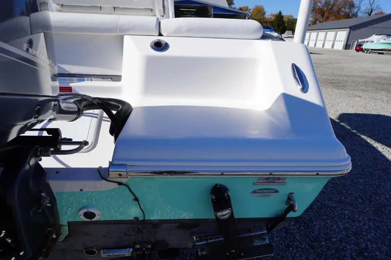 Slide: The Image of 2018 Tidewater 210 LXF boat stern with engine and swim platform. - 50