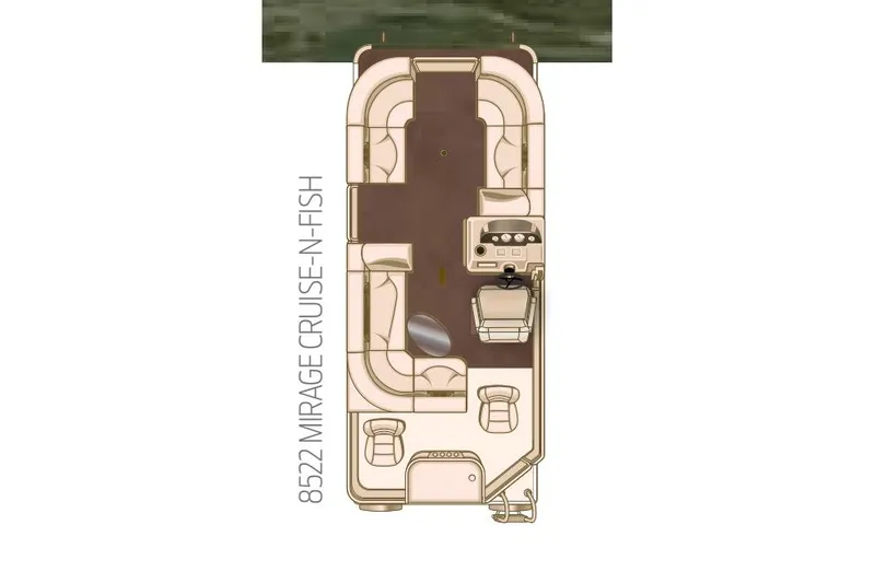Slide: The Image of 2013 Sylvan Mirage Cruise 8520 CR boat layout, featuring seating and helm station. - 10