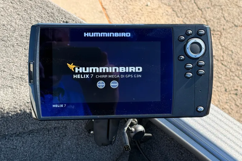 Slide: The Image of Humminbird Helix 7 fish finder on 2019 Lund 2025 Impact XS boat. - 9