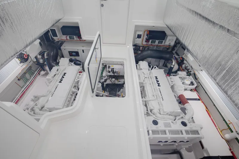 Slide: The Image of Engine room of 2026 Viking 46 Billfish with MAN engines and advanced systems. - 14