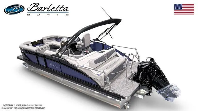 Slide: The Image of 2025 Barletta Boats C22U pontoon with sleek design and modern features. - 3