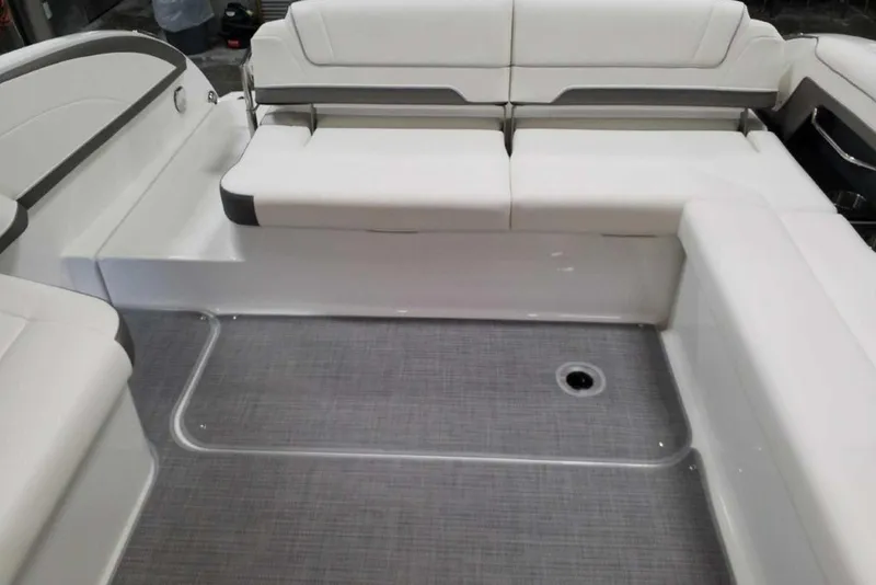 Slide: The Image of 2019 Formula 330 Crossover Bowrider interior with luxurious seating and modern dashboard. - 16